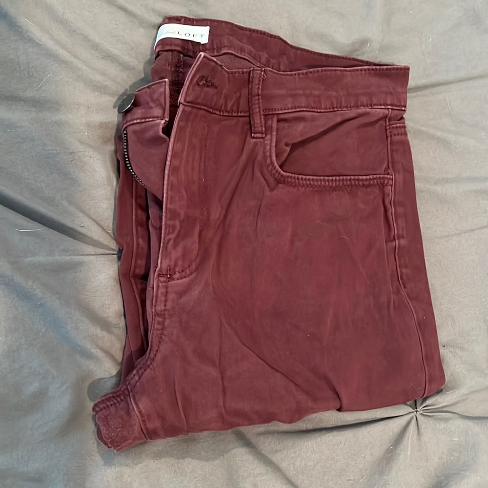 Loft Burgundy Soft Skinny Pants